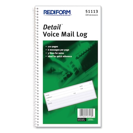 Rediform Book, Detail Voicemail Log, White 51113